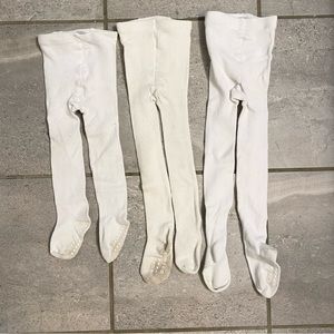 Baby Toddler White Tights: Set of 3- 6-12 months and 12-24 months, Primary
